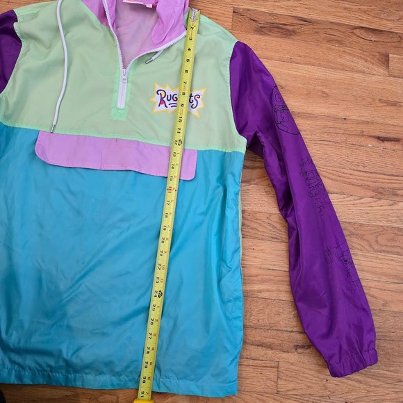 Nickelodeon Unisex Multicolor Rugrats Reptar 1/4 Zip Hooded Windbreaker Size XL - Picture 3 of 5